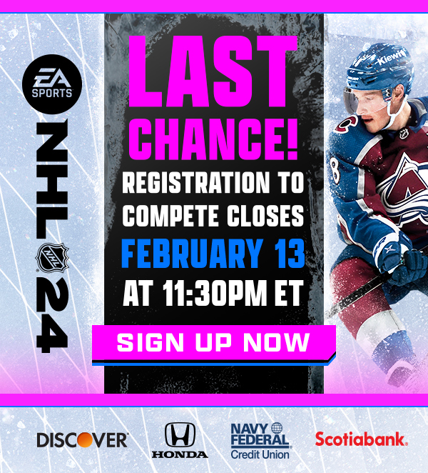 Last chance to register to compete in the EA Sports NHL 24 World Championship NHL
